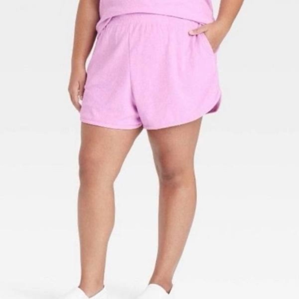 Ava & Viv - Plus Size Loop Terry Athletic Shorts W/ Pockets - lavender - new
